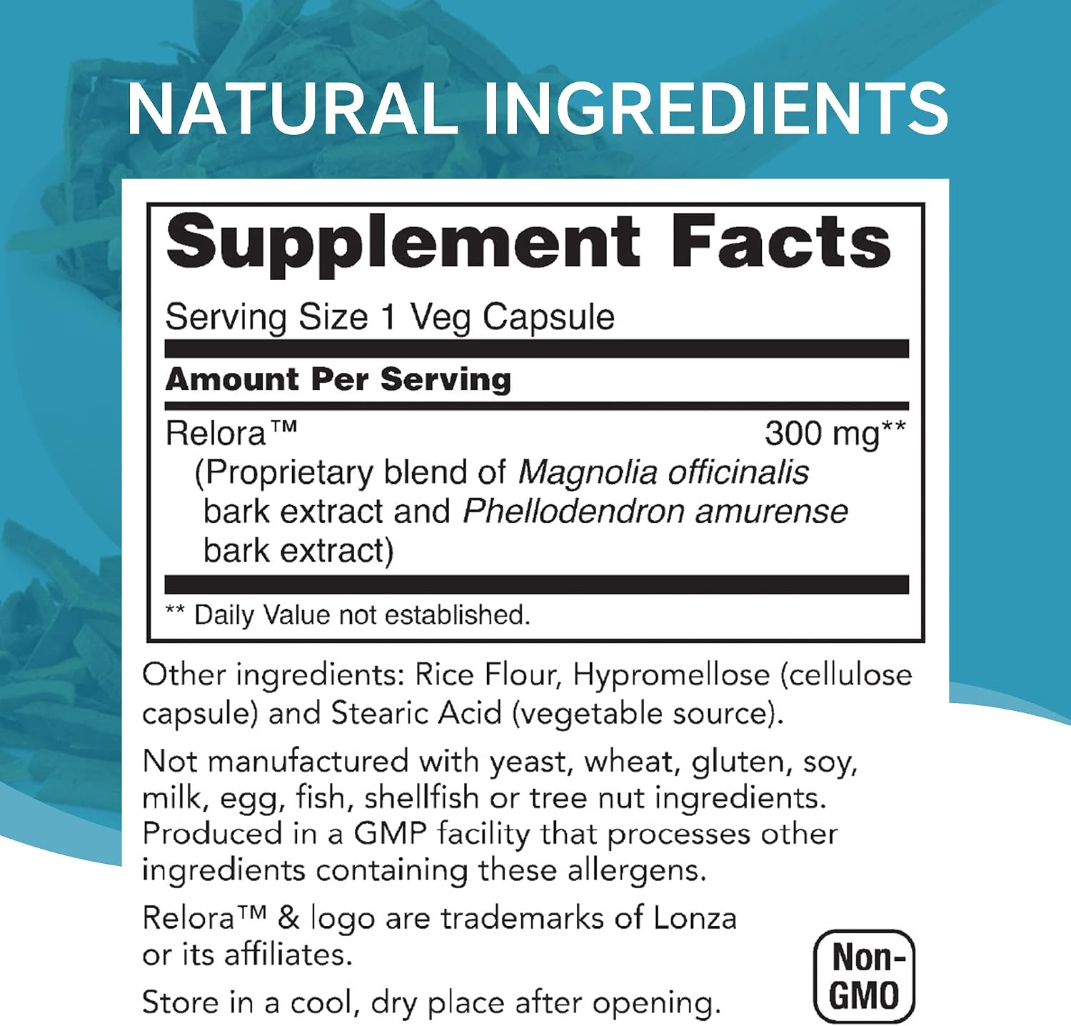 NutriWorth Relora - Complemento alimenticio con magnolia y phellodendron, 300 mg, 60 cápsulas vegetales