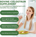 Bovine Colostrum Supplement Powder 50% IgG Premium Bovine Colostrum for Gut Health Support, Immune Support, Muscle Recovery & Overall Wellness, Grass Fed, Non-GMO, Unflavored, 60 Servings