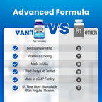 VANI Vitamina B1 con Benfotiamina 250mg, Fórmula Potenciada 2 en 1 - Tiamina Soluble en Grasa y Agua | 120 Cápsulas | Sin Gluten