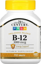 21st Century B-12 1000 mcg Comprimidos de Liberación Prolongada, 110 Unidades (Paquete de 2)