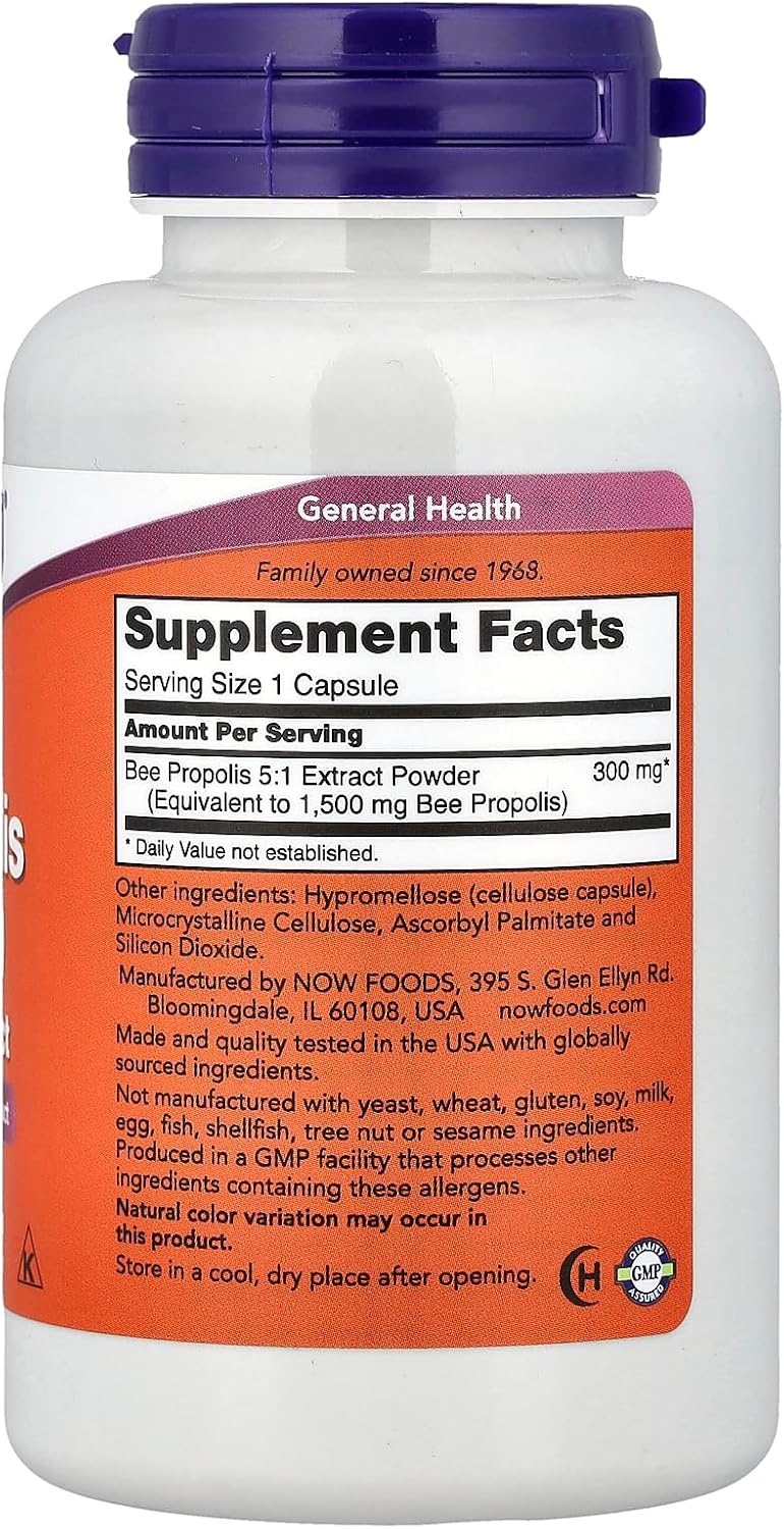 NOW Foods Propóleo 1500 mg 100 Cápsulas