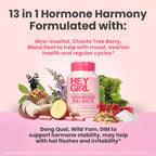 Hey Girl Hormone Balance for Women - DIM, Myo-Inositol & Berberine Supplement for Menopause, Perimenopause, PMS & PCOS Support - Mood, Energy & Cycle Support with Maca & Black Cohosh, 90 Capsules