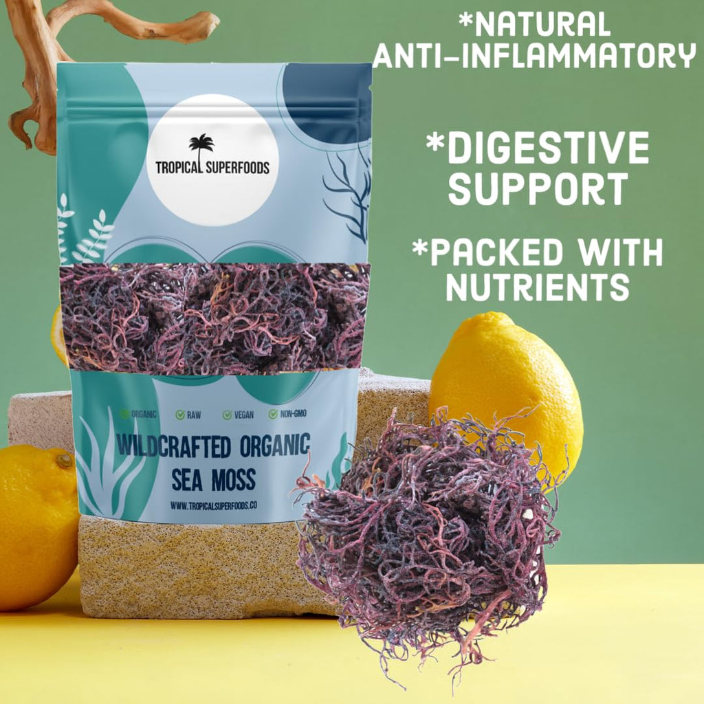 Musgo de Mar Púrpura (Purple Sea Moss) 100% Silvestre - Espectro Completo - 92 Minerales - 113g (4oz)