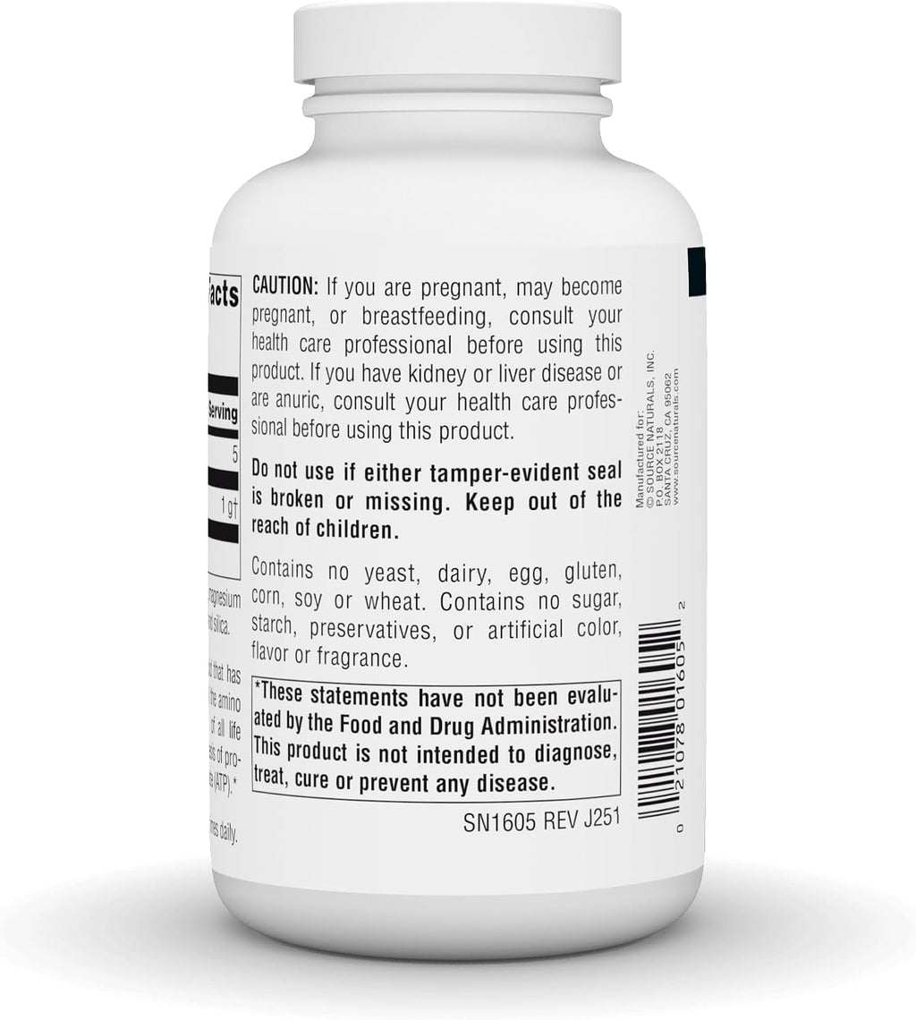 Source Naturals Glicina, Suplemento Alimenticio - 500 mg - 200 Cápsulas