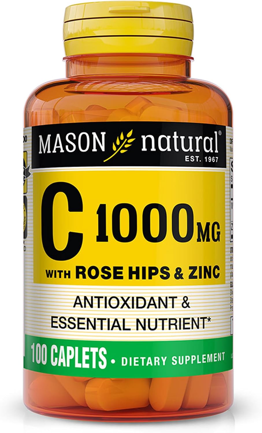 MASON NATURAL Vitamina C 1000 mg con Rosa Mosqueta y Zinc - 100 Caplets