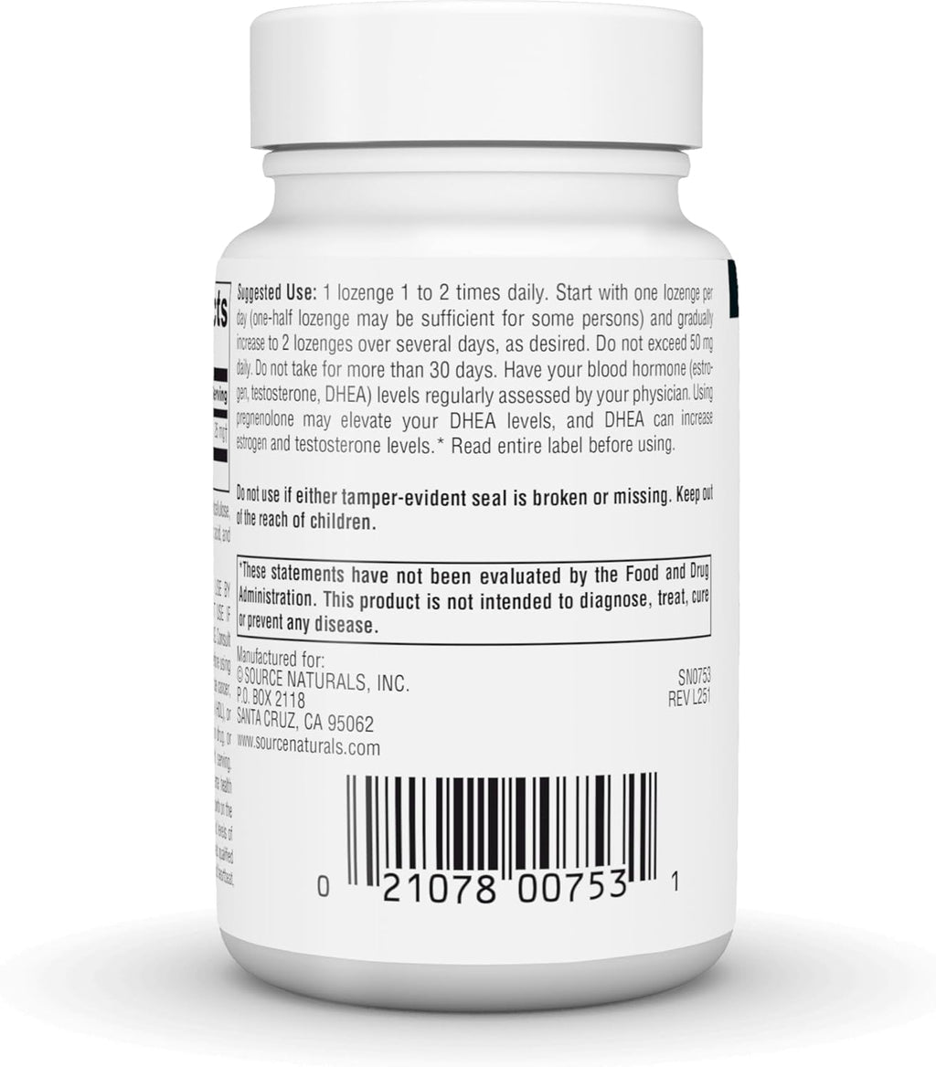 Source Naturals Pregnenolona 25mg - 120 Pastillas de Cereza