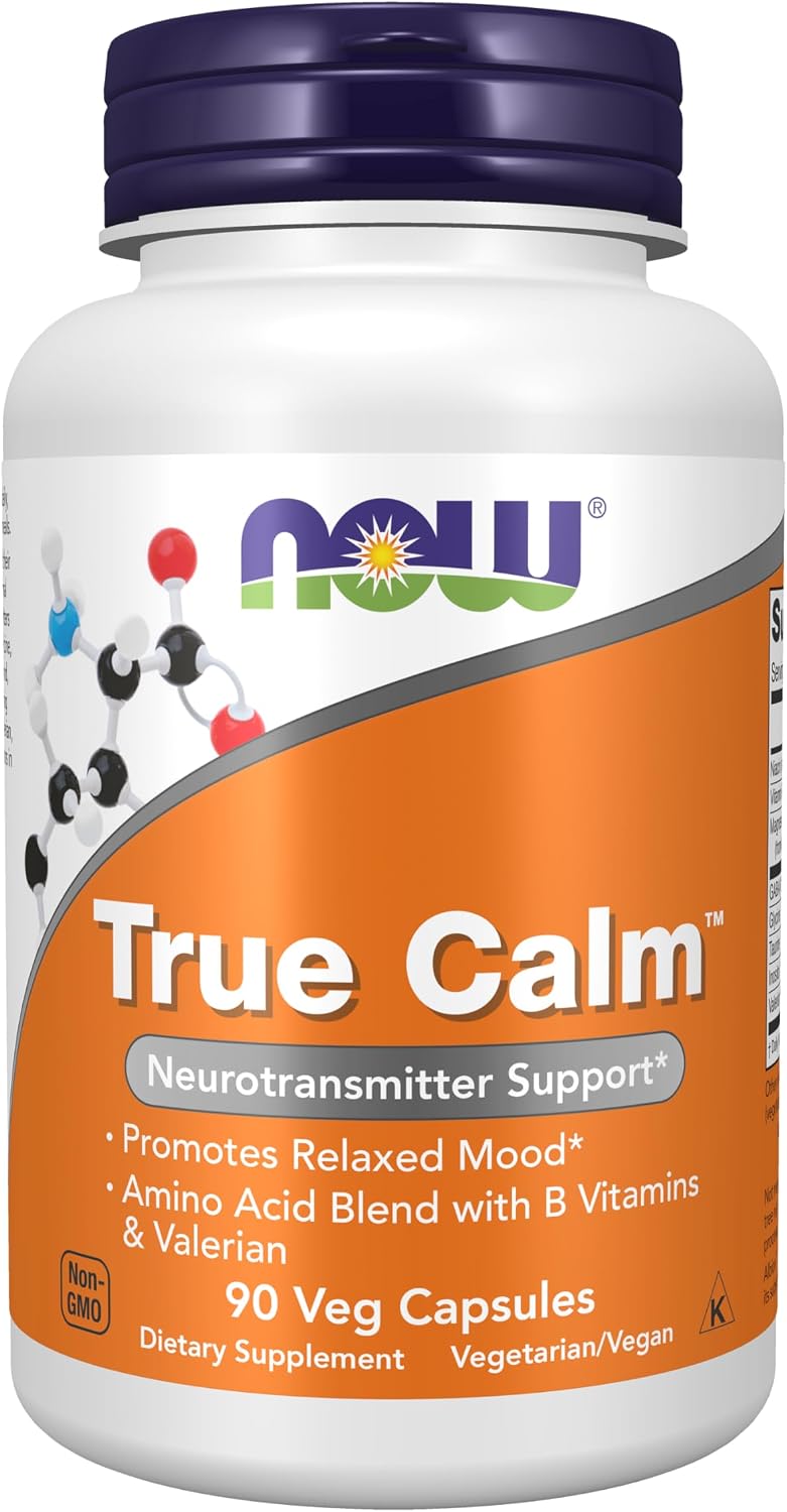 NOW Foods True Calm, con Magnesio, GABA y Vitaminas B - 90 Cápsulas Vegetales