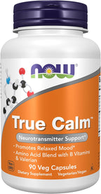 NOW Foods True Calm, con Magnesio, GABA y Vitaminas B - 90 Cápsulas Vegetales