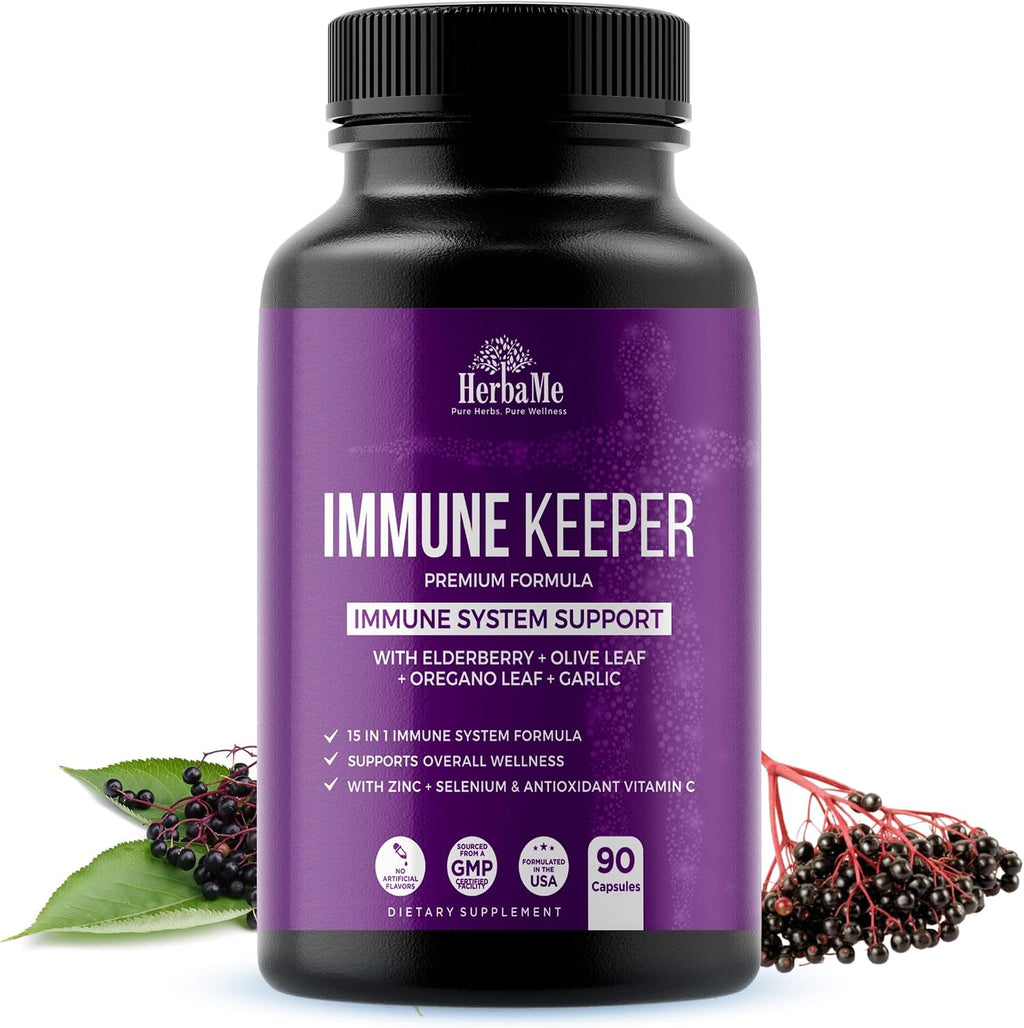 HerbaMe Immune Support – Fórmula de Bienestar Diario 15 en 1 con Saúco, Quercetina, Zinc, Vitamina C y Selenio