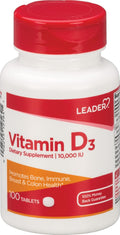 Leader Vitamina D3 10.000 UI Ultra Strength, 100 Comprimidos