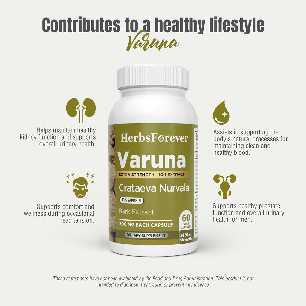 Varuna Nurvala Extract Capsules – 800 mg | Vegano y Sin Gluten | Suplemento Ayurvédico