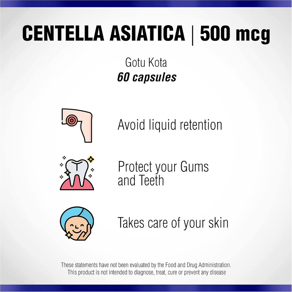 Centella Asiática 500 mg 60 Cápsulas - Gotu Kola - Natural Systems