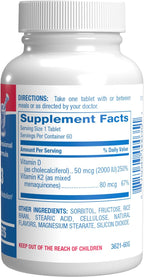 Anabolic Laboratories Vitamina D3 K2 Masticable - 2000UI D3, 80mcg K2, Sabor Canela (60 Comprimidos)