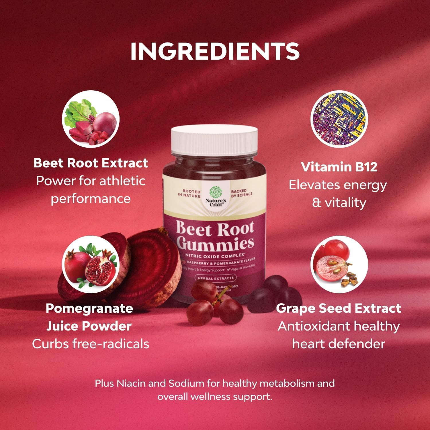 Gominolas de Remolacha Flow Boosting con Granada, Uva y Vitamina B12 - 60 Gominolas Veganas
