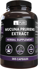 Pure Original Ingredients Mucuna Pruriens (365 Cápsulas) Sin Rellenos, Siempre Puro, Verificado en Laboratorio