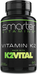 Smarter Vitamina K2 MK7 100mcg con K2VITAL y Kale, 60 Cápsulas Blandas Líquidas