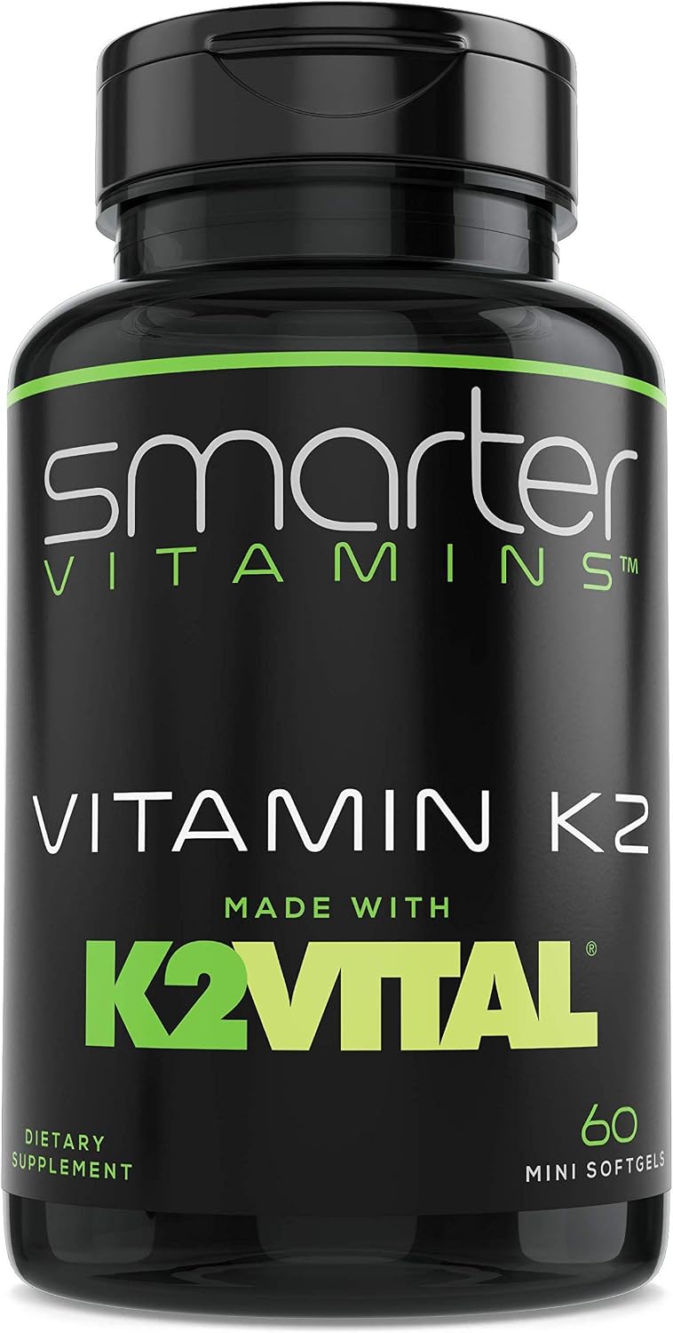 Smarter Vitamina K2 MK7 100mcg con K2VITAL y Kale, 60 Cápsulas Blandas Líquidas