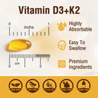 NUTRI POTENTIA Vitamina D3 + K2 con Aceite MCT, 5000 UI D3 y 100 mcg K2 (MK-7), 90 Cápsulas Blandas