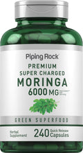 Piping Rock Moringa Oleifera - 240 Cápsulas - Extracto de Hoja de Alta Potencia - Sin OGM y Sin Gluten