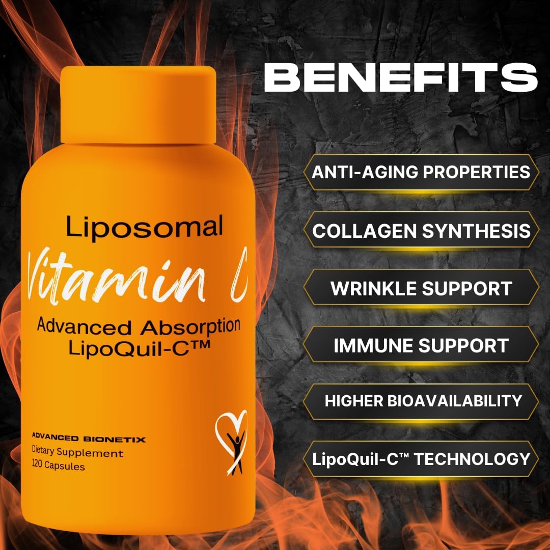 Advanced Bionetix Liposomal Vitamin C - 120 Cápsulas de 1000 mg - LipoQuil-C™ Tecnología de Absorción Mejorada