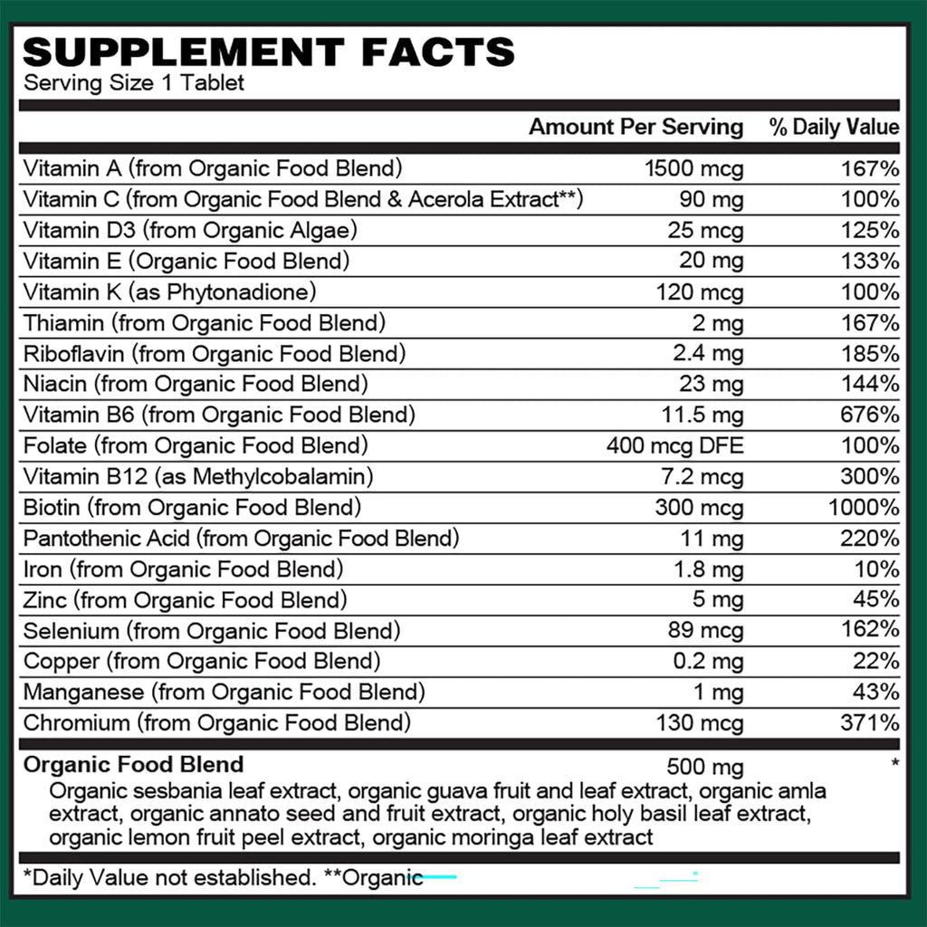 PlantFusion Multivitamínico Orgánico para Hombres - Fórmula Diaria de Alimentos Integrales - Vegano, Sin Gluten, Sin Lácteos - 60 Comprimidos