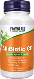 NOW Foods AlliBiotic CF, 60 Softgels - Garlic, Olive Leaf, Elderberry & Oregano Extract