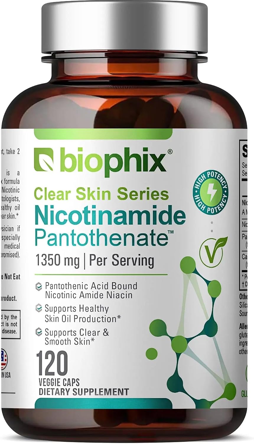 biophix B-3 Nicotinamida y Ácido Pantoténico 1350 mg 120 Cápsulas Vegetales - Clear Skin Series