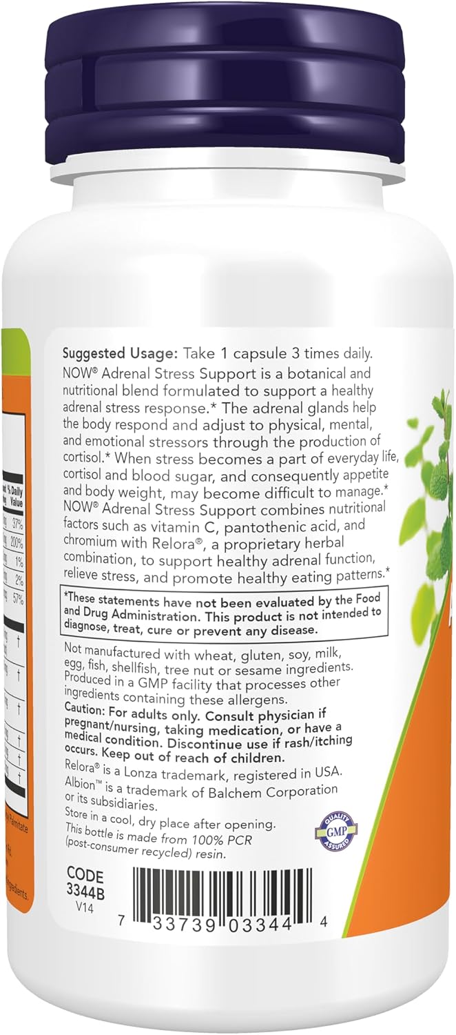 NOW Foods Suplemento para el Estrés Adrenal, Fórmula con Relora, 90 Cápsulas Vegetales