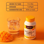 Healthy Origins Vitamina E, 1.000 UI (Natural) Tocoferoles Mixtos - 60 Cápsulas Blandas