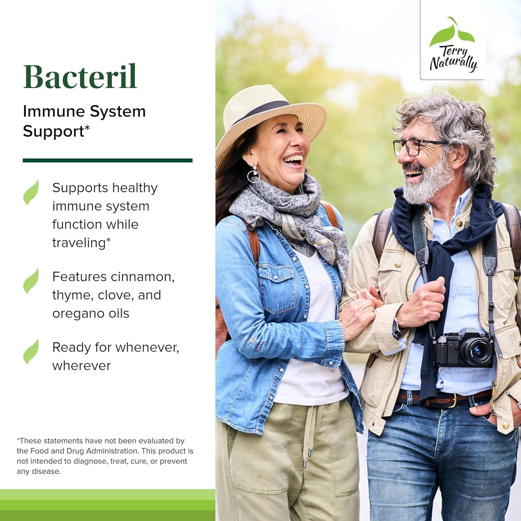Terry Naturally Bacteril - Apoyo para la Presión Arterial Saludable con Extracto de Hoja de Olivo y Semilla de Uva - 30 Cápsulas Blandas