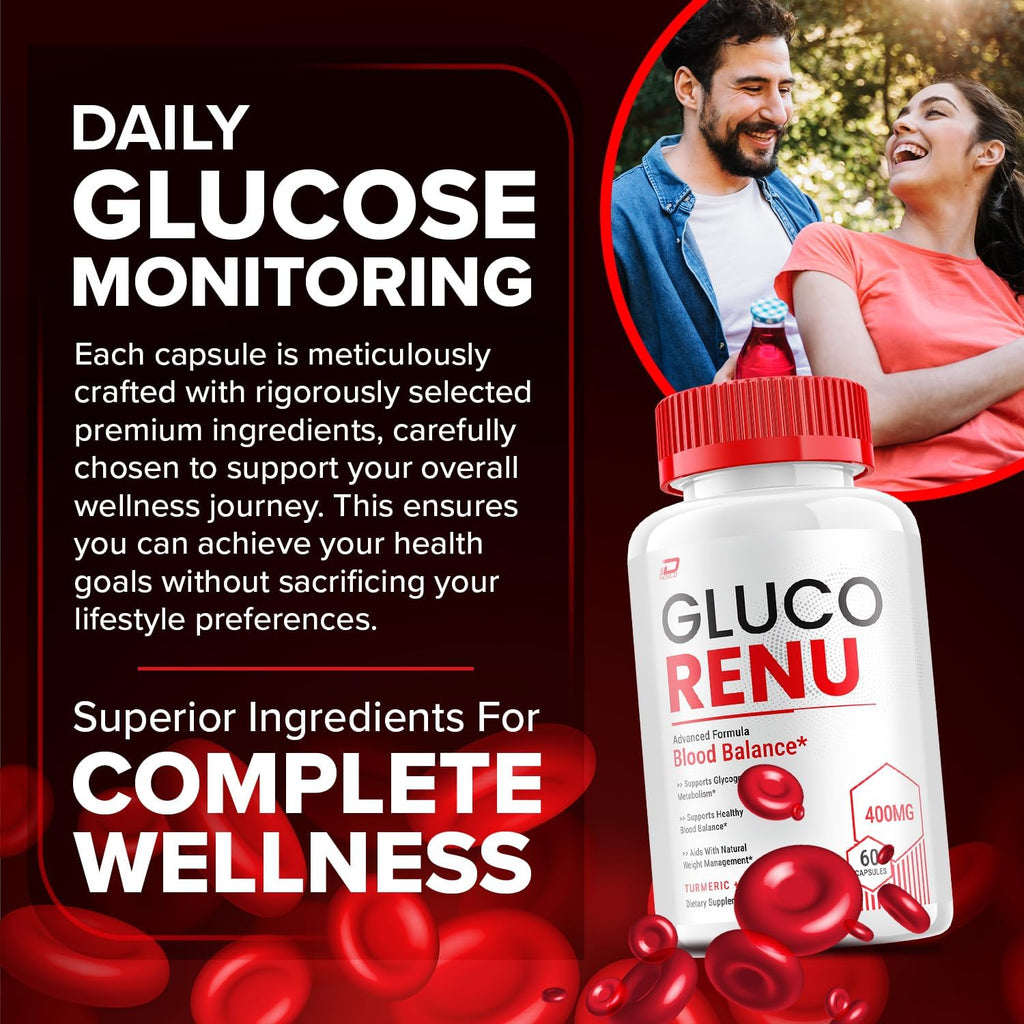 Gluco Renu Cápsulas - Suplemento Avanzado con Fórmula Natural (180 Cápsulas, 3 Envases)