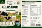 Leafy Organic Calostro en Polvo Puro 100% - Suplemento para la Salud Intestinal y el Sistema Inmunológico, 50% IgG, Sin Sabor (100g)