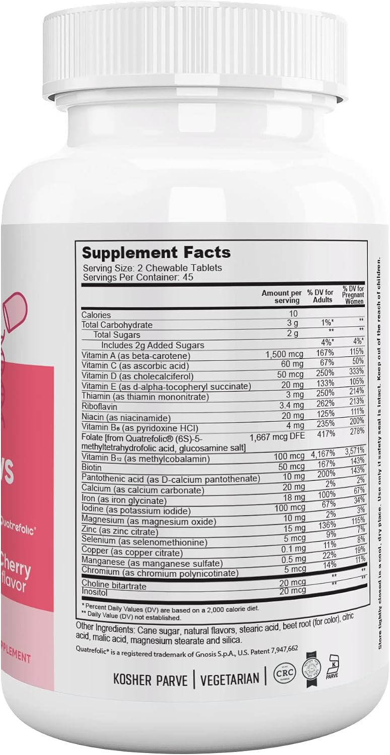 Nutri Supreme Prenatal Vitamin, Masticable con Metilfolato, 90 Comprimidos