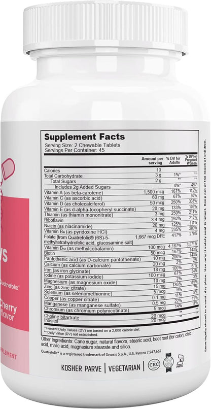 Nutri Supreme Prenatal Vitamin, Masticable – Hierro: Ayuda a la formación normal de glóbulos rojos y hemoglobina, – Image 2