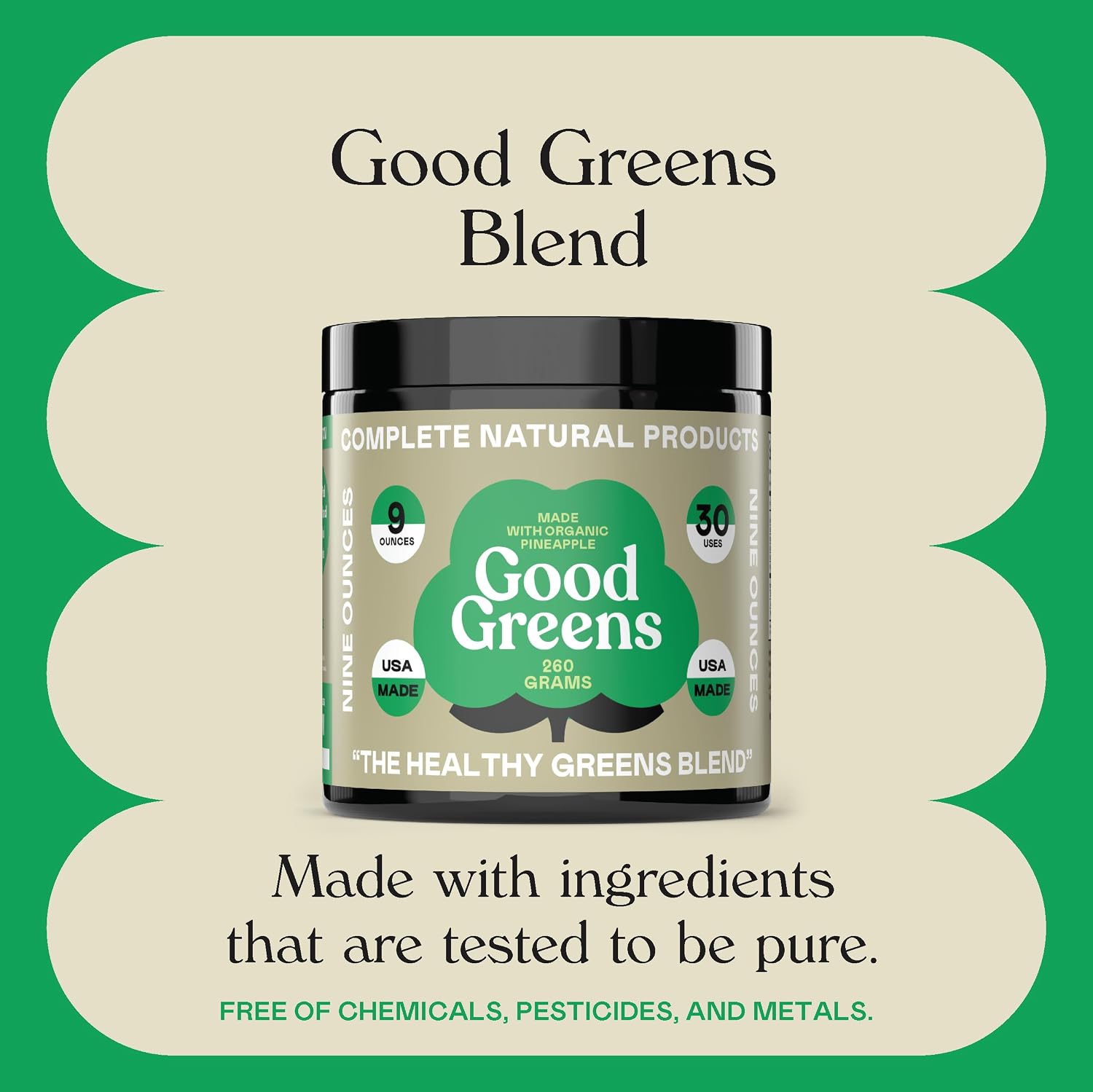 Good Greens Superfood Powder - Mezcla de Superalimentos Verdes - 255g (9oz) 30 Dosis