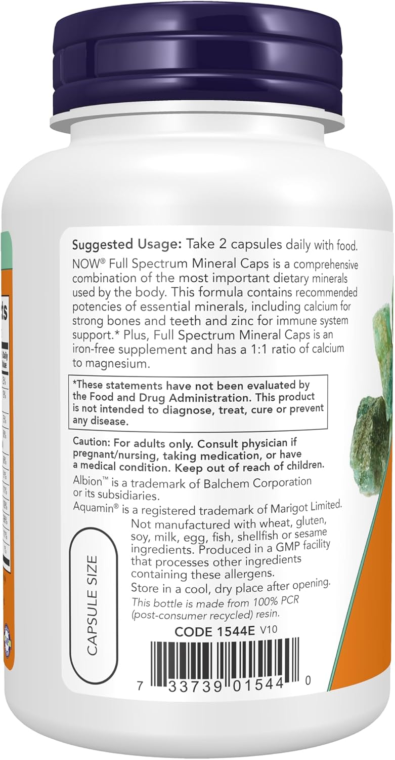 NOW Foods Full Spectrum Mineral Caps - Complejo Mineral, 120 Cápsulas Vegetales