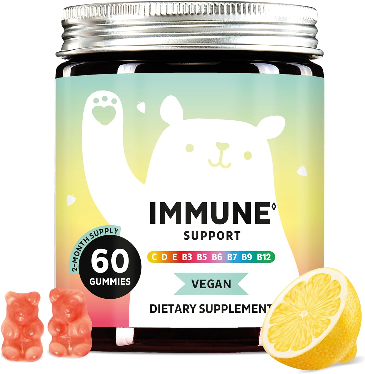 Bears with Benefits Immune Support Gummies - Vitaminas C, D, B6 y B12 - 60 gominolas veganas