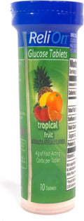 ReliOn Glucosa Tropical Fruit Tabletas, Tubo para Llevar, 10 Tabletas