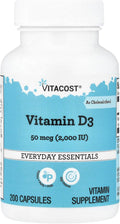 Vitacost Vitamina D3, 50 mcg (2.000 UI), 200 cápsulas