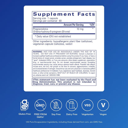 Pure Encapsulations Pregnenolona 10 mg - 60 Cápsulas – Image 2
