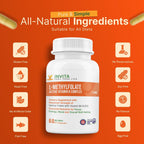 INVITA, L-Metilfolato 7.5 mg + Complejo B Activo – 60 Cápsulas – Suplemento 5-MTHF con Vitamina B6 y B12 Metilcobalamina – No-GMO, Sin Gluten, 2 Meses