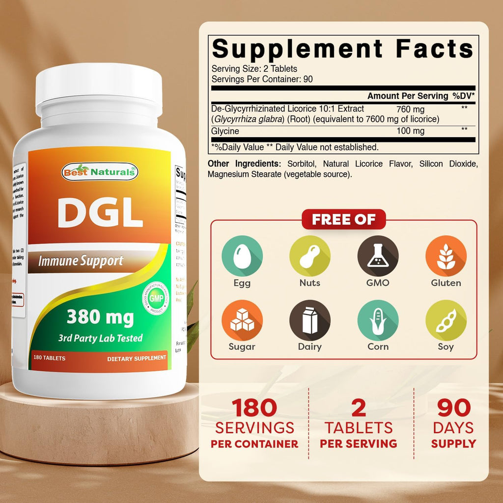Best Naturals DGL Comprimibles 380 mg 180 Comprimidos
