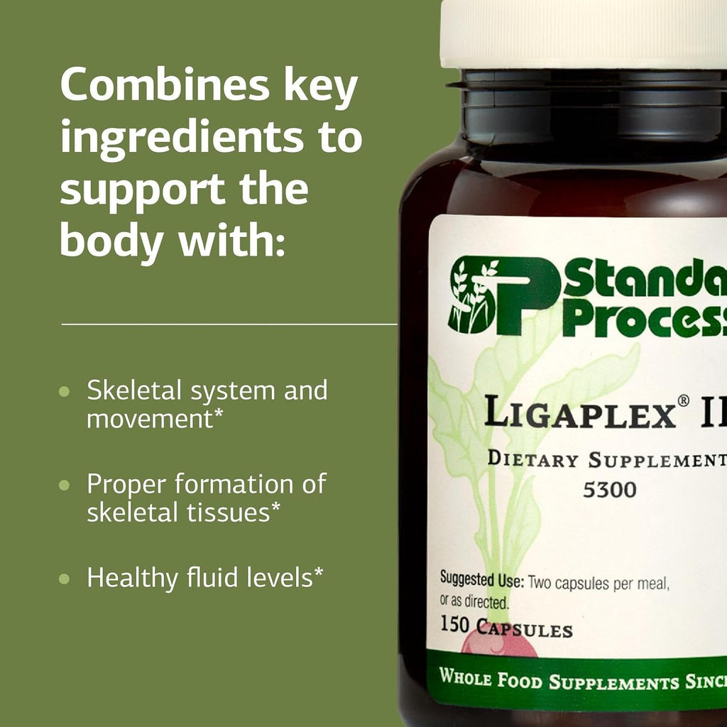 Standard Process Ligaplex II - Joint and Bone Support - Supplement with Manganese and Vitamins B12, A and D - 150 Capsules