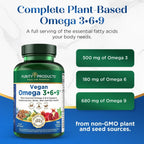 Purity Products Omega 3-6-9 Vegano - Complejo 5 en 1 de Ácidos Grasos Esenciales - 180 Cápsulas Blandas