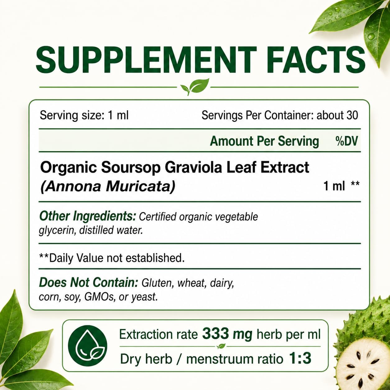 KingHealth Extracto Líquido de Hojas de Graviola Orgánico - 30 ml