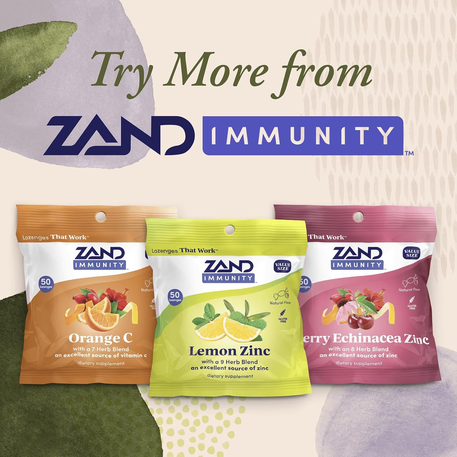 ZAND Immunity Cherry Echinacea Zinc Throat Lozenges - 2 Pack (100 Pastillas)