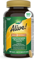 Nature's Way Alive! Max3 Multivitamínico Diario de Alta Potencia, Sin Hierro, 180 Comprimidos