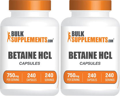 Betaine HCl 750 mg - 240 Cápsulas - Suplemento Digestivo - BulkSupplements – Image 7