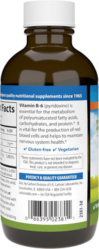 Carlson - B-6 Líquido, Vitamina B-6, Producción de Energía, Salud Cardíaca, Sabor a Limonada de Bayas, 120 mL