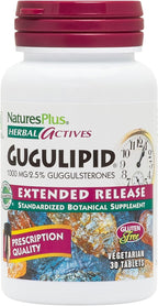 NaturesPlus Herbal Actives Gugulipid - 30 Comprimidos de Liberación Prolongada - Suplemento Ayurvédico - Vegano, Sin Gluten